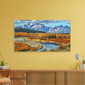 Grand Teton Mountains River View im Herbst Leinwanddruck (Insitu (Wohnzimmer))