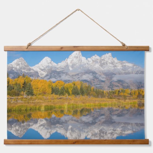Grand Teton Mountains Wyoming Wandteppich Mit Holzrahmen (Vorne)