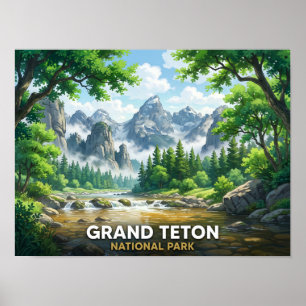 Grand Teton National Park    Anime-Landschaft Poster