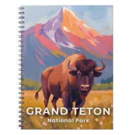 Grand Teton National Park | Bison Reise Kunst Notizblock