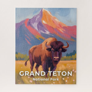 Grand Teton National Park Bison Reise Kunst Puzzle