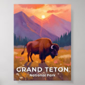 Grand Teton National Park | Bison Wyoming Travel Poster (Vorne)