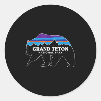 Grand teton national park grizzly bear minimalist runder aufkleber