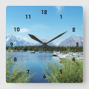 Grand Teton National Park landscape photography. Quadratische Wanduhr