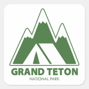 Grand Teton National Park Mountains Camping Quadratischer Aufkleber
