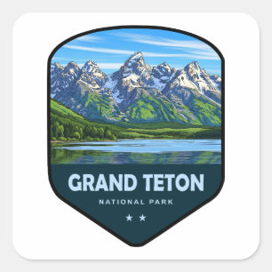 Grand Teton National Park Schild Quadratischer Aufkleber