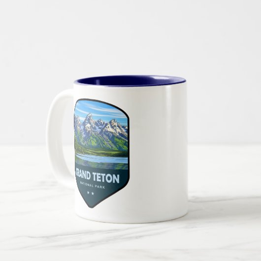 Grand Teton National Park Shield Zweifarbige Tasse (Vorderseite Links)