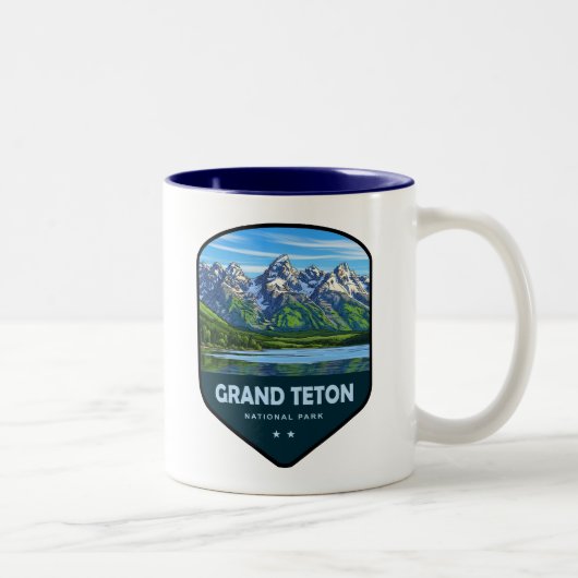Grand Teton National Park Shield Zweifarbige Tasse (Rechts)