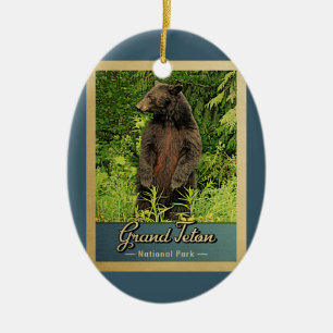 Grand Teton National Park Vintage Bär Keramik Ornament
