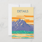 Grand Teton National Park Wedding Details Retro Einladung (Rückseite)