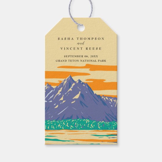 Grand Teton National Park Wedding Retro Geschenkanhänger (Vorderseite)