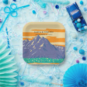 Grand Teton National Park Wedding Retro Pappteller (Party)
