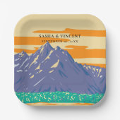 Grand Teton National Park Wedding Retro Pappteller (Vorderseite)