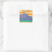 Grand Teton National Park Wedding Retro Quadratischer Aufkleber (Tasche)