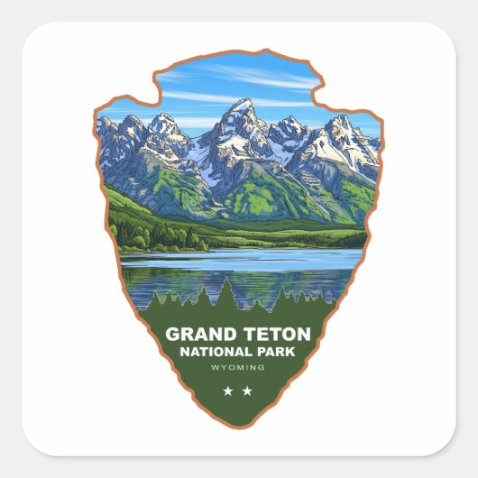 Grand Teton National Park Wyoming Arrowhead Quadratischer Aufkleber (Vorderseite)