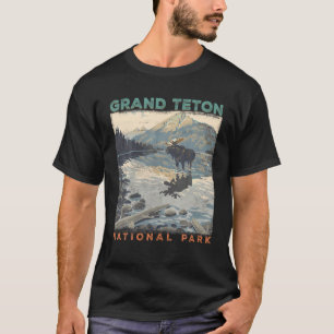 Grand Teton National Park Wyoming Preppy Throwback T-Shirt