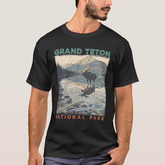 Grand Teton National Park Wyoming Preppy Throwback T-Shirt (Vorderseite)