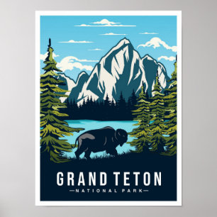 Grand Teton National Park Wyoming USA Reise Poster