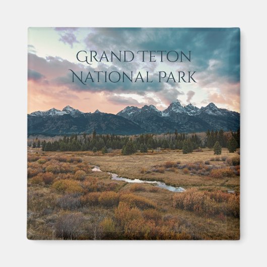 Grand Teton Nationalpark Berg Sunset Foto Magnet (Vorne)