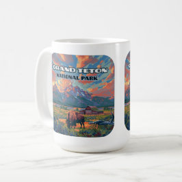 Grand Teton Nationalpark Berge Bison Wyoming Kaffeetasse