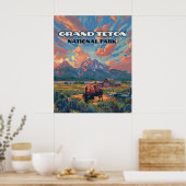 Grand Teton Nationalpark Berge Bison Wyoming Poster (Küche)