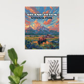 Grand Teton Nationalpark Berge Bison Wyoming Poster (Heimbüro)