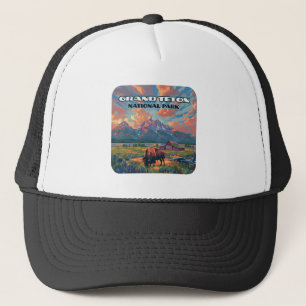 Grand Teton Nationalpark Berge Bison Wyoming Truckerkappe