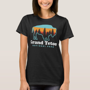Grand Teton Nationalpark Bison Retro Wyoming T-Shirt