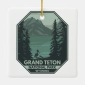 Grand Teton Nationalpark Crane Vintag Keramikornament (Rückseite)