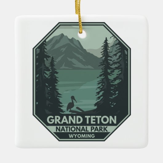 Grand Teton Nationalpark Crane Vintag Keramikornament (Vorderseite)