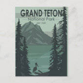 Grand Teton Nationalpark Crane Vintag Postkarte (Vorderseite)