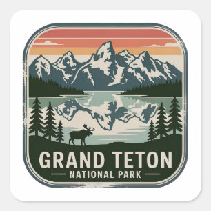 Grand Teton Nationalpark-Elch-Abzeichen Quadratischer Aufkleber