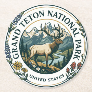 Grand Teton Nationalpark-Elchbeobachtungsgebiete Runder Pappuntersetzer