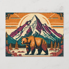 Grand Teton Nationalpark Grizzly Retro Malerei Postkarte
