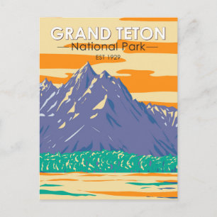 Grand Teton Nationalpark im Frühling Vintage Postkarte