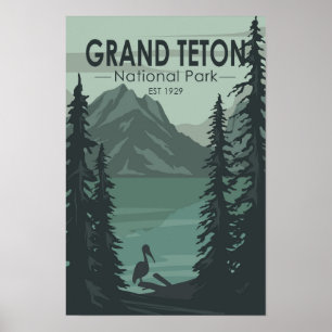 Grand Teton Nationalpark Kranich Vintage Poster