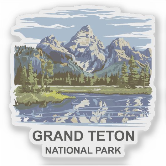 Grand Teton Nationalpark Landschaft Aufkleber (Vorderseite)