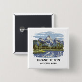 Grand Teton Nationalpark Landschaft Button (Vorne & Hinten)