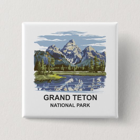 Grand Teton Nationalpark Landschaft Button (Vorderseite)