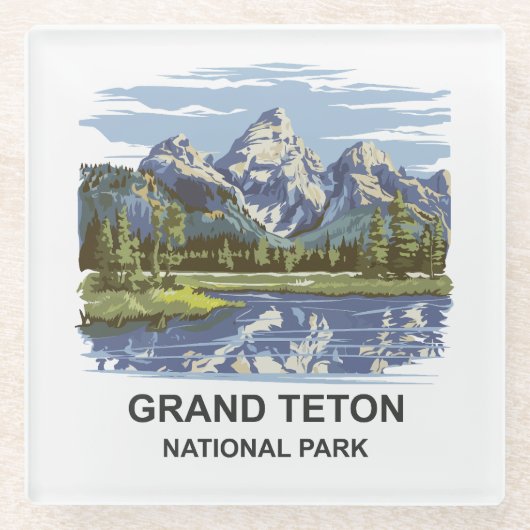 Grand Teton Nationalpark Landschaft Glasuntersetzer (Vorderseite)