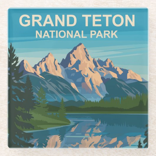 Grand Teton Nationalpark Landschaftsbild Glasuntersetzer (Vorderseite)