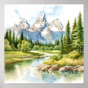 Grand Teton Nationalpark Malerei Druck Poster