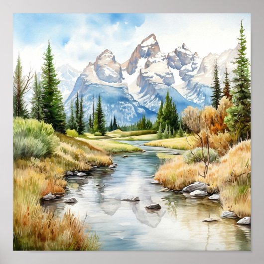 Grand Teton Nationalpark Malerei Druck Poster (Vorne)