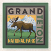 Grand Teton Nationalpark Moose Glasuntersetzer (Vorderseite)