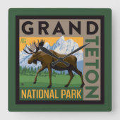 Grand Teton Nationalpark Moose Quadratische Wanduhr (Vorderseite)