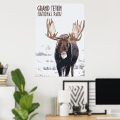 Grand Teton Nationalpark Moose Vintage Poster (Heimbüro)
