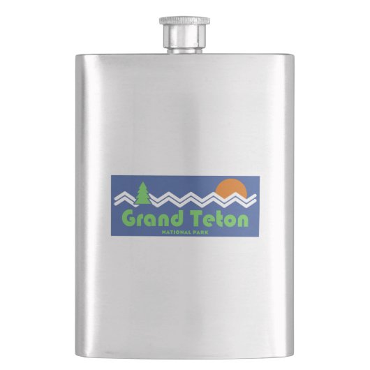 Grand Teton Nationalpark Retro Flachmann (Vorderseite)