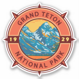 Grand Teton Nationalpark Retro Kompass Emblem Aufkleber