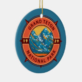 Grand Teton Nationalpark Retro Kompass Emblem Keramik Ornament (Rechts)