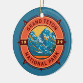 Grand Teton Nationalpark Retro Kompass Emblem Keramik Ornament (Links)